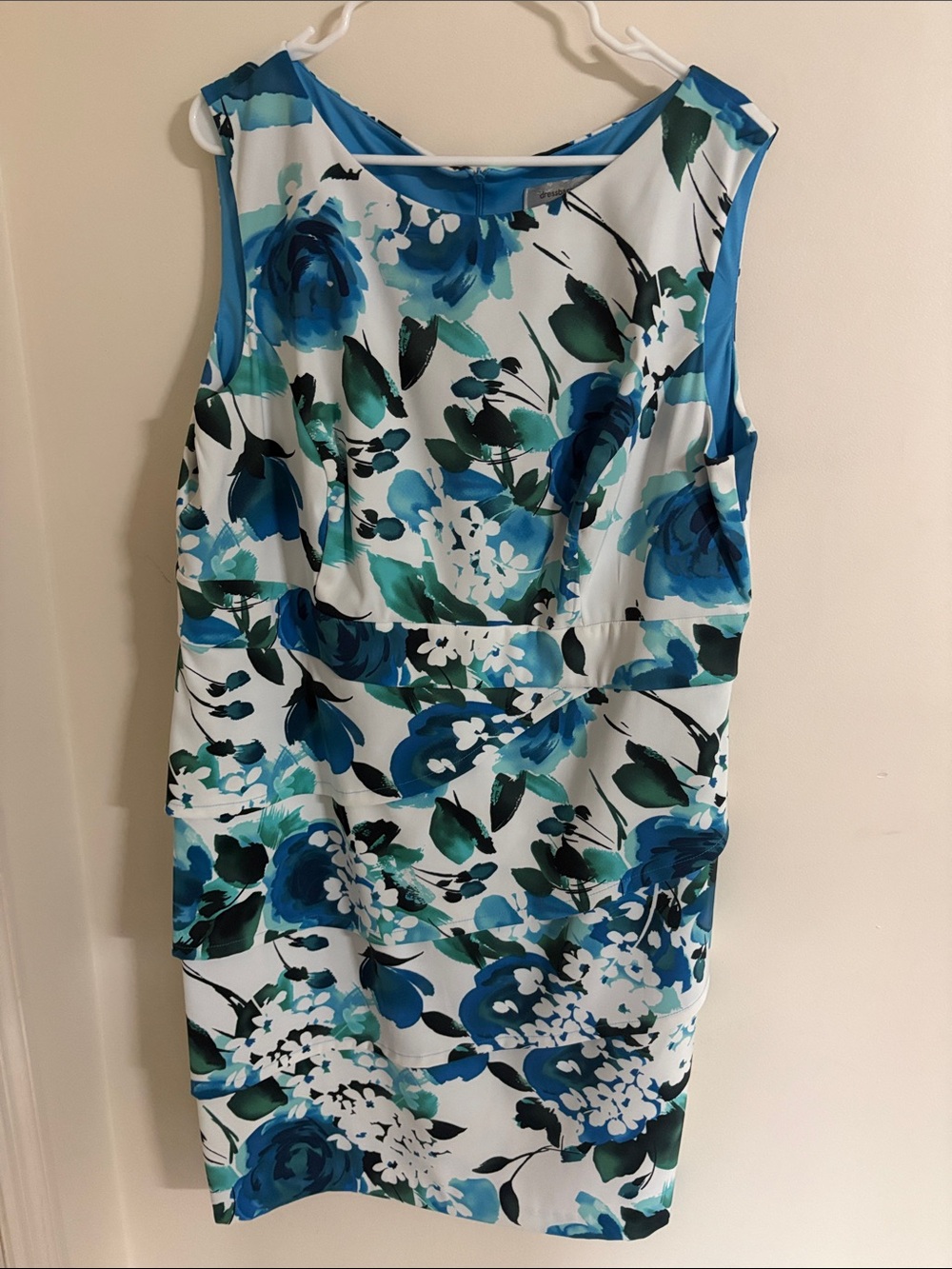 Sleeveless Blue Floral Sheath Dress DressBarn